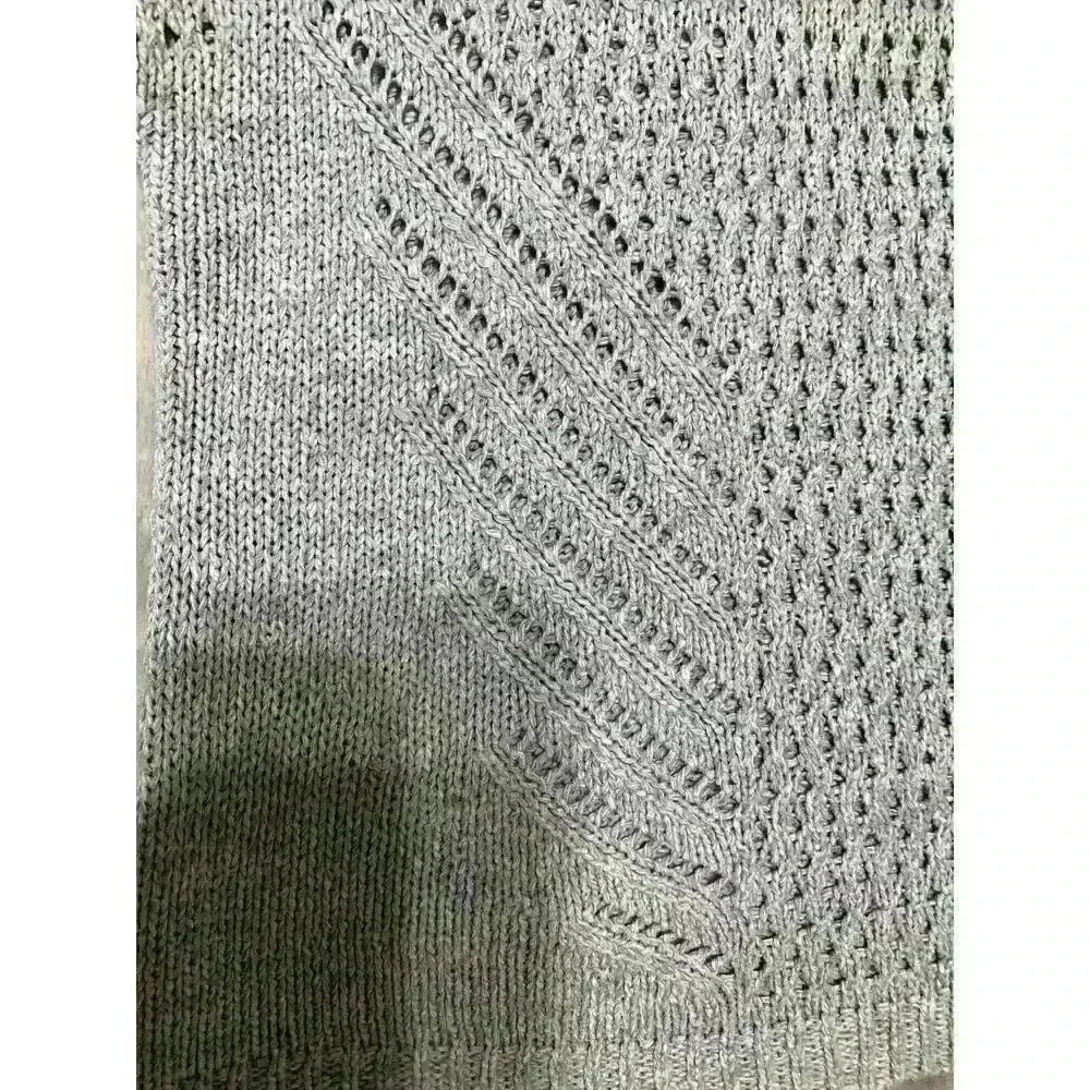 Purejill Womens Gray Cotton Short Sleeve Open knit Sweater Size large Lagenlook - Picture 7 of 10